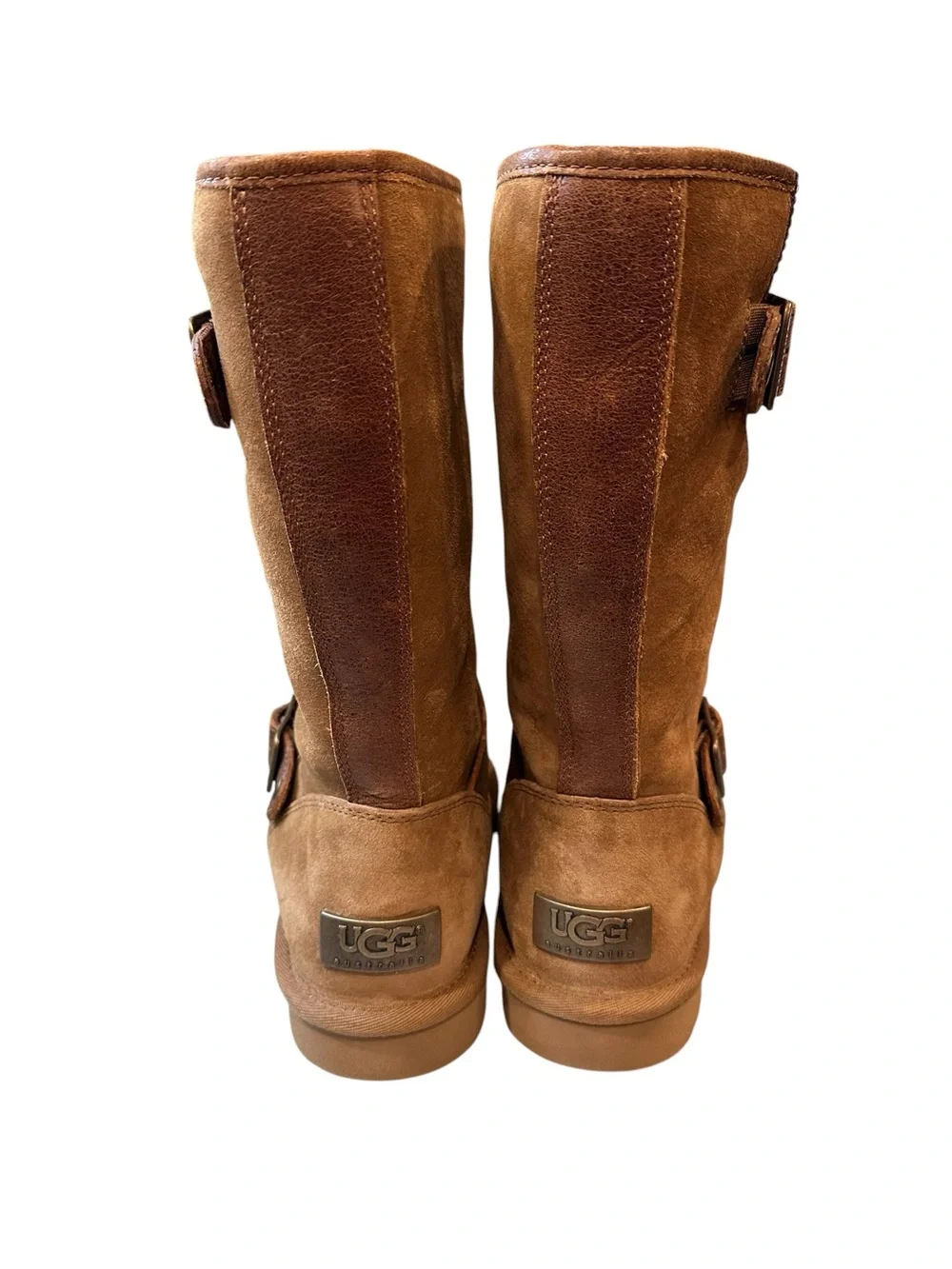 UGG Sutter Mid-Calf Boots Women’s US 6 Tan Suede Buckle Faux Shearling Lined